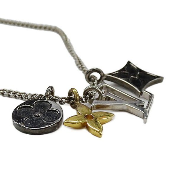 LOUIS VUITTON Necklace Men's Brand Pendant LV Instinct Silver Gold M00521 RM0222 - Picture 2 of 9